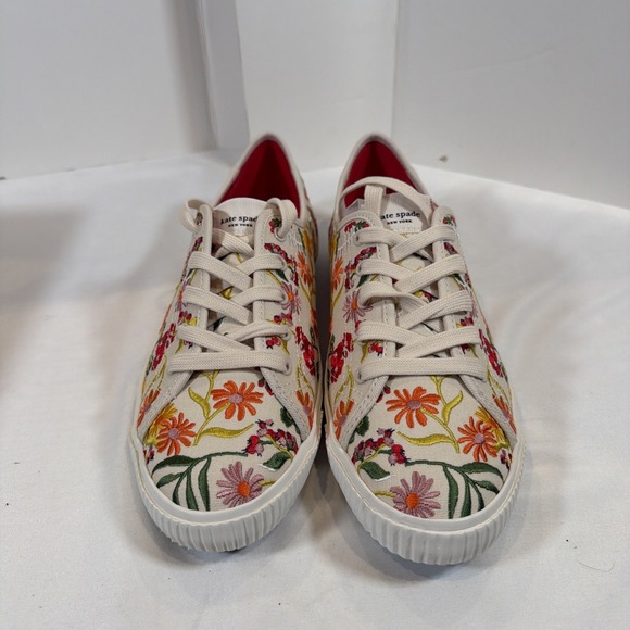 Kate Spade Tennison Canvas Sneakers ShoesGarden Floral Lace Up K8341  Size 9.5B - Picture 6 of 10